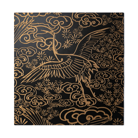 Chinese Black & Gold Etched Stainless Steel