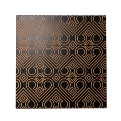 Middle Eastern Dark Brown Etched Stainless Steel
