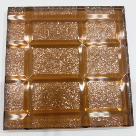 8mm Gold-Brown Tinted Glass with White Jade Kylin Carved Pattern