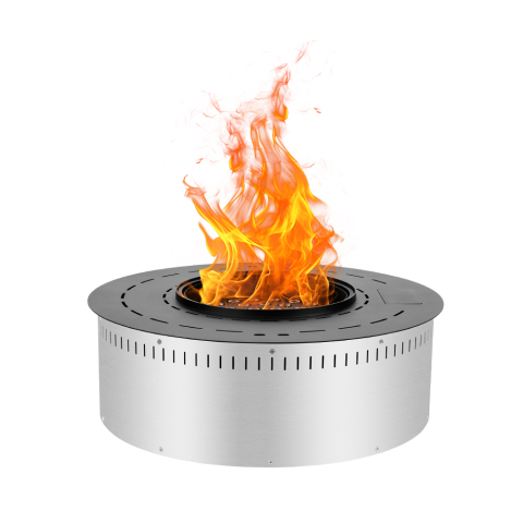 Round Recessed Realistic Flame Electric Fireplace
