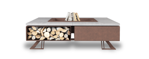Square Outdoor Wood-Burning Fireplace with BBQ Grill