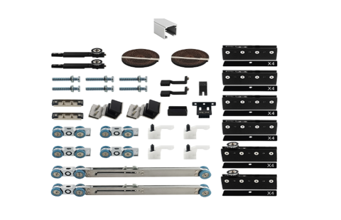 Narrow Frame Three-Door Same-Direction Interlocking Sliding Roller & Track Assembly