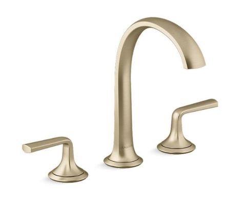 SCRIPT Double Handle Basin Faucet Straight Handle BAF Brushed Flange Gold