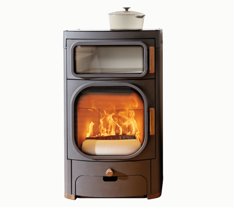Freestanding Wood-Burning Fireplace with Oven