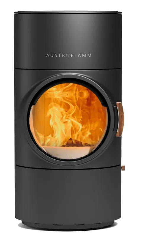 Round Freestanding Wood-Burning Fireplace with Top Cooking Plate