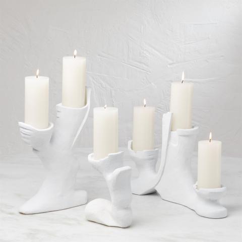White Carade Candlestick - Large