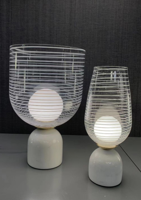 Zebra Pattern Glass Table Lamp