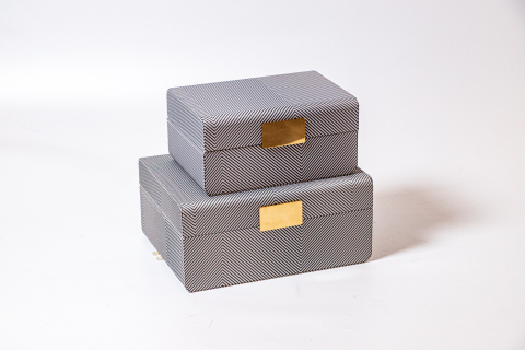 Herringbone Fabric Jewelry Box - Large