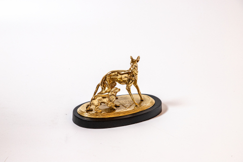 Cast Bronze Double Dog Sculpture