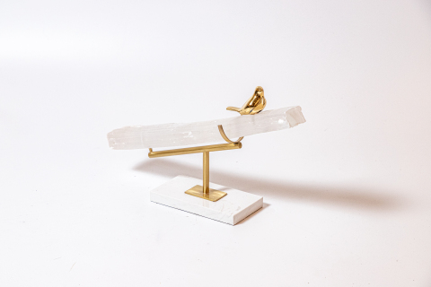 Gypsum & Brass Bird Sculpture