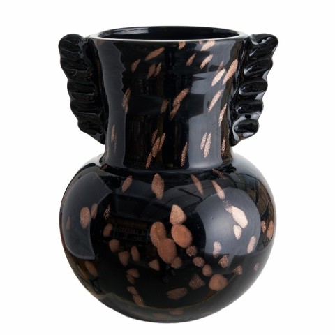 中古鎏金带耳花器S