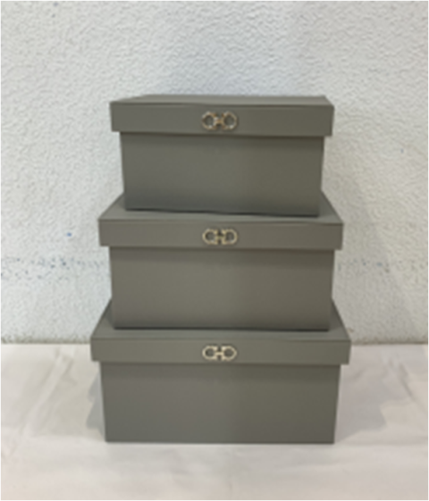 Gray Pebble Leather with Silver Double-A Buckle Storage Box