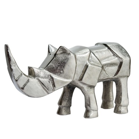 Silver Rhino Sculpture