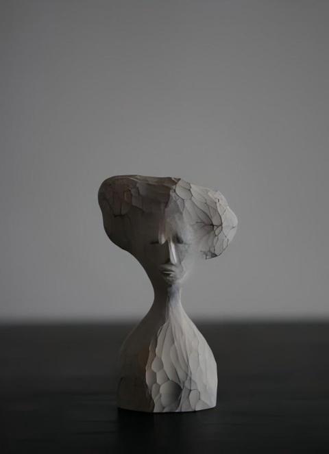 Artist Handcrafted: Cypress Lacquer Female Bust