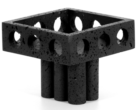 Black Lava Stone Cutout Fruit Bowl