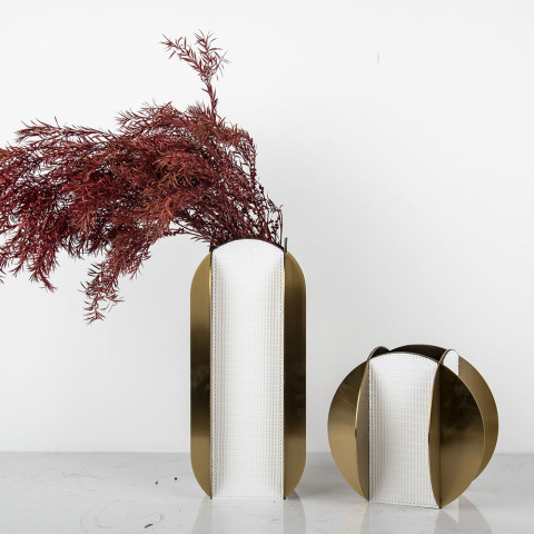Gold Sena Leather Vase