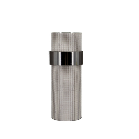 Gray Woven Leather Vase