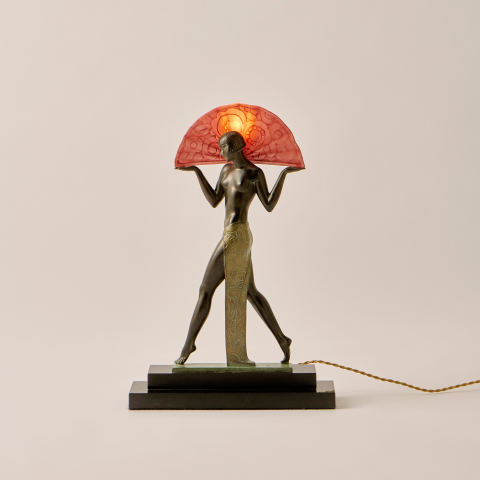 French Max Le Verrier Art Deco "Espana" Sculpture Table Lamp