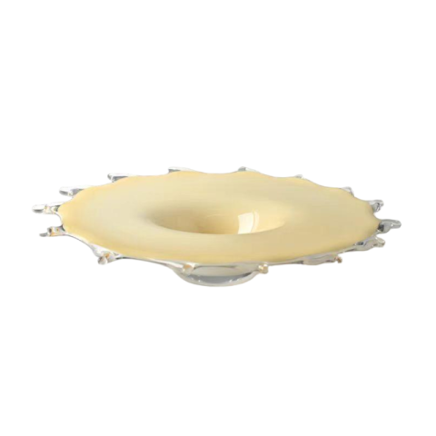 Yellow-White Glazed Fruit Bowl