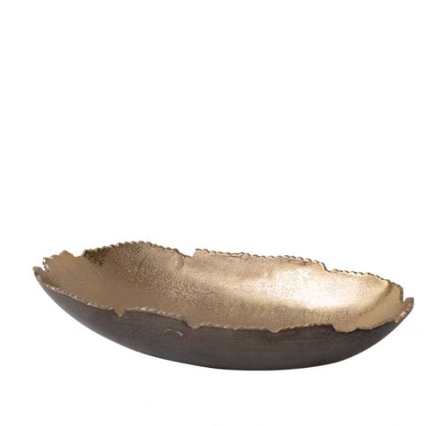 Imported Broken-Edge Black and Gold Oval Bowl - Large